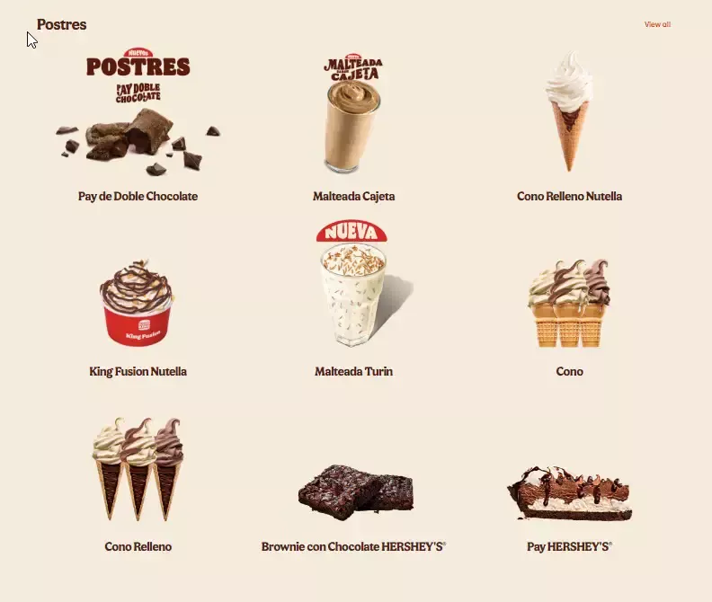 Burger King Men&uacute; Precios &ndash; Postres 