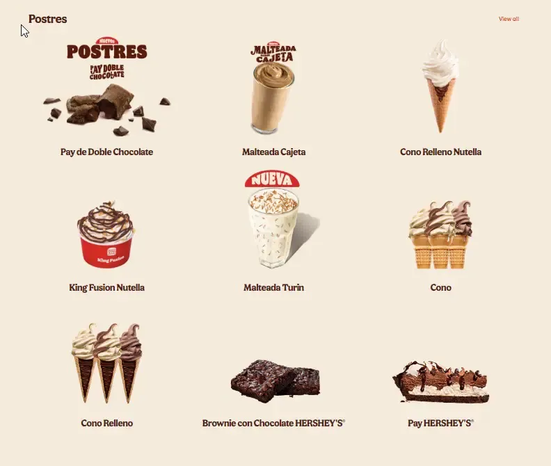 Burger King Menú Precios – Postres 