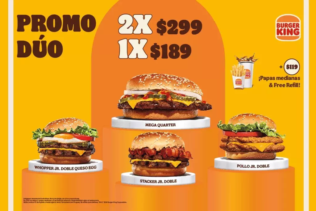 Burger king men&uacute; y Precios &ndash; 2&times;1 Men&uacute;