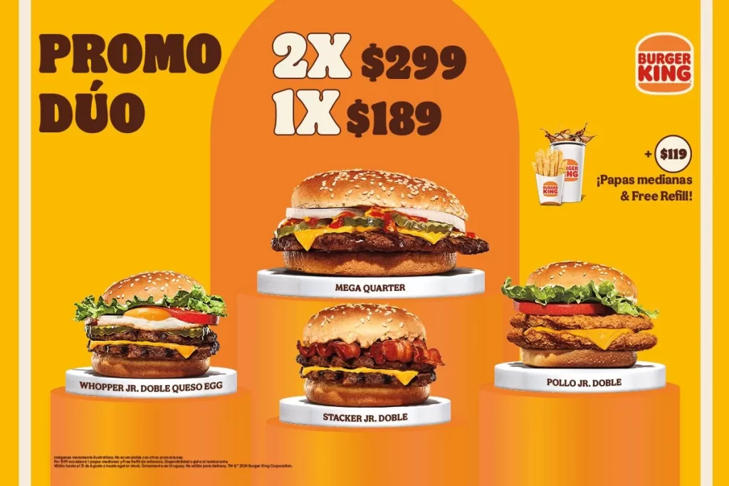 Burger king menú y Precios – 2×1 Menú