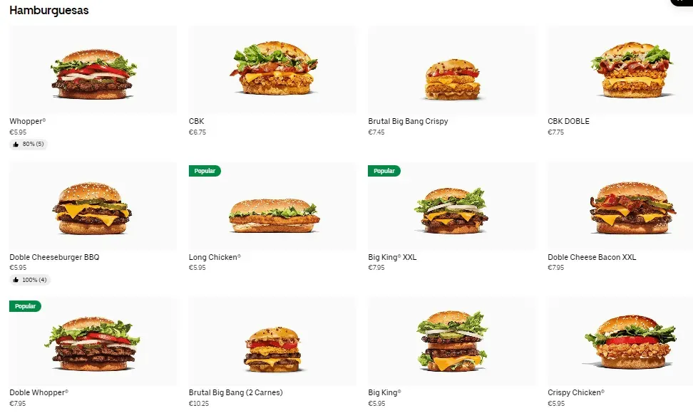 Burger king menú y Precios – Especiales